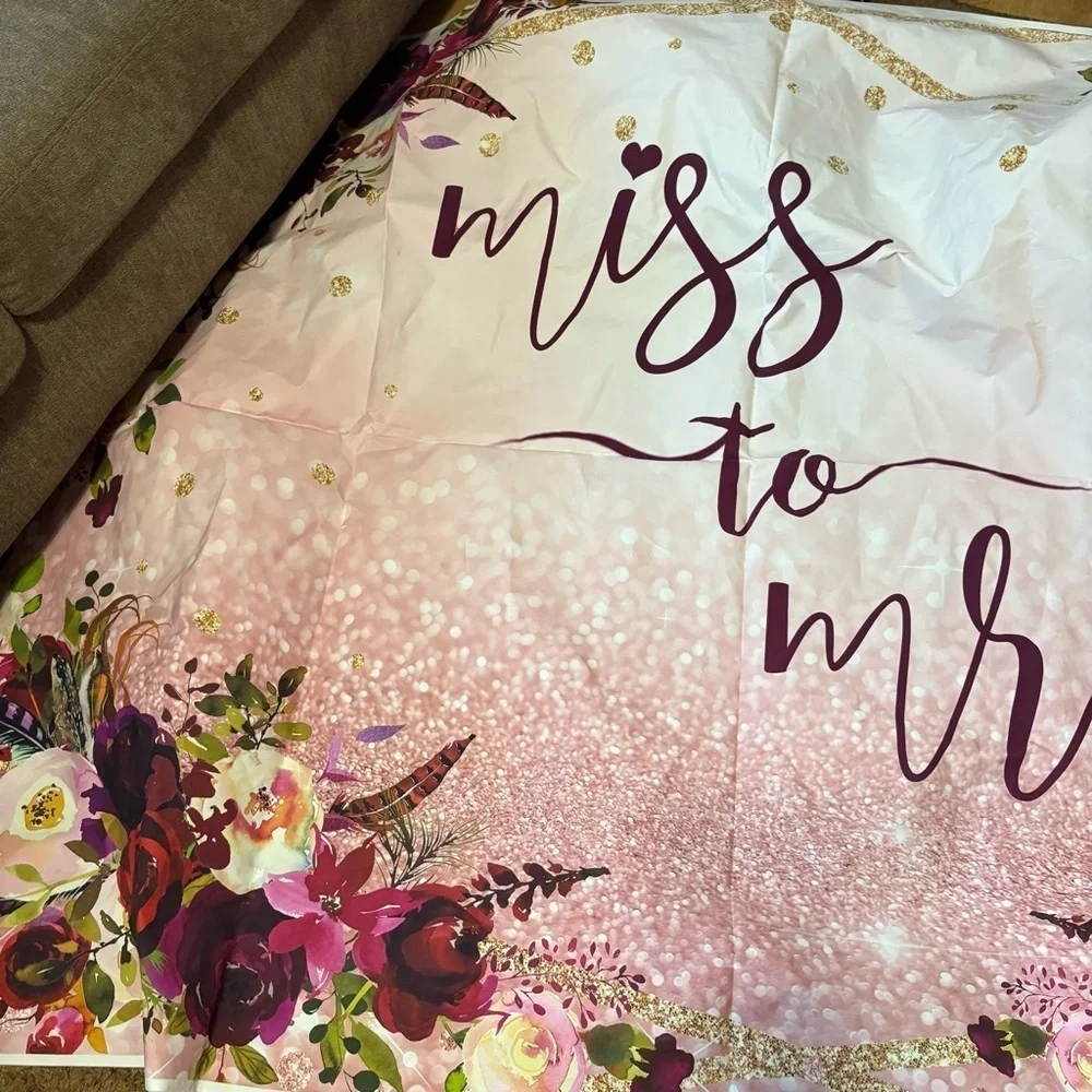 Miss to Mrs Floral Banner Burgundy Red Floral Bridal Shower